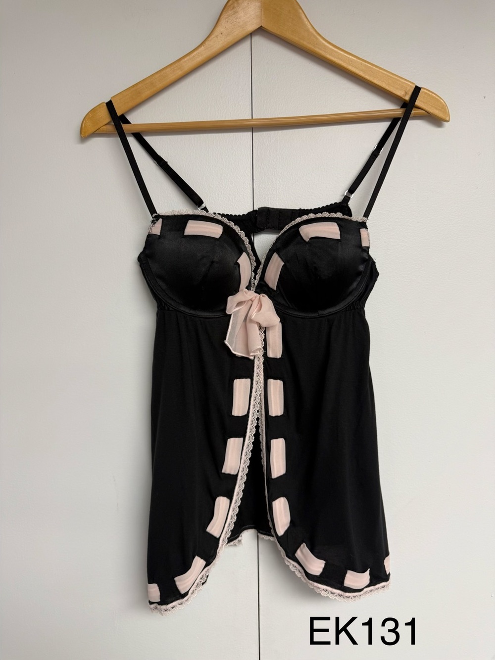 Victoria’s Secret Sexy Little Things Black Pink Babydoll Lingerie 36B Rare